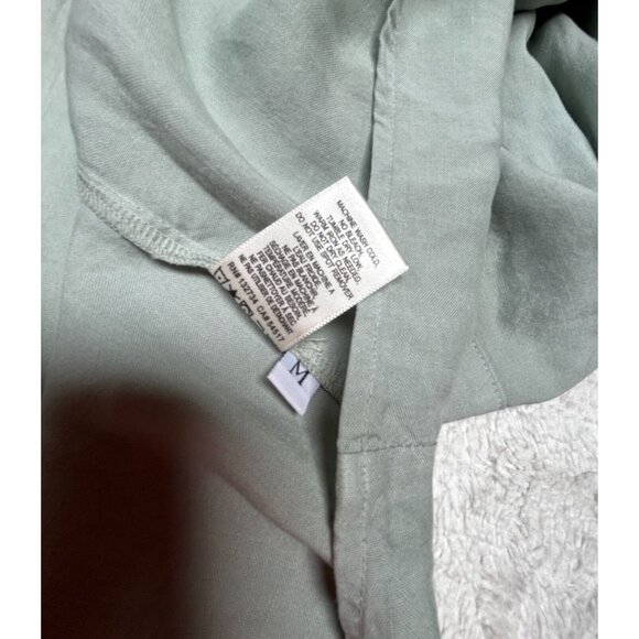 Cloth & Stone Tie-Front Tencel Button Down Shirt Ash Green Medium Long Sleeve - Picture 6 of 10